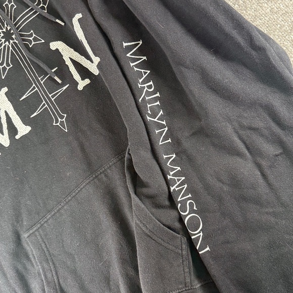 Cotton Heritage Marilyn Manson Long Sleeve Black Graphic Hoodie Mens XL - Picture 8 of 11